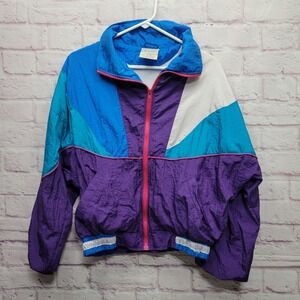 VTG Westside Connection 80s Retro Colorblock Windbreaker Jacket Womens M Nylon